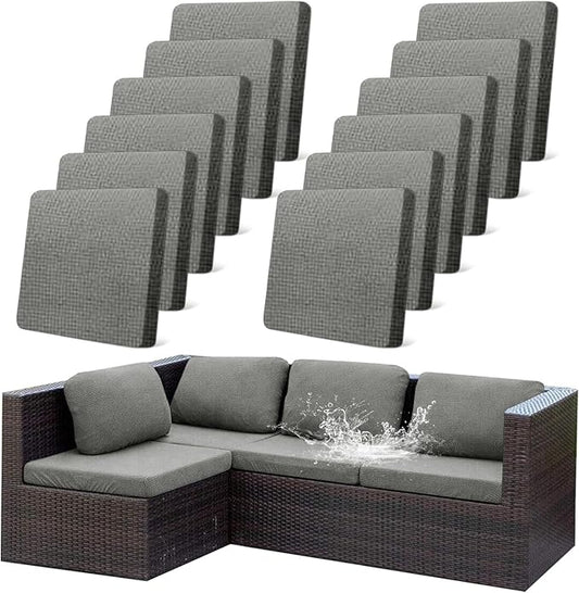 12Pcs Outdoor Stretch Cushion Covers, Waterproof Outdoor Chair Cushion Covers by CALBODE