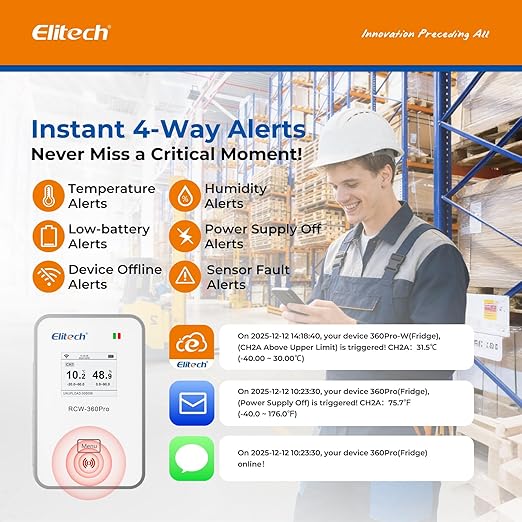 Elitech 5Pack 4G Cellular & WiFi Temperature Humidity Data Logger 100000 Points - Image 6