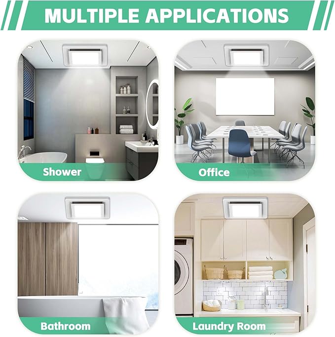 Bathroom Ventilation Fan with Light, With light color controller, 12W Square - Image 7