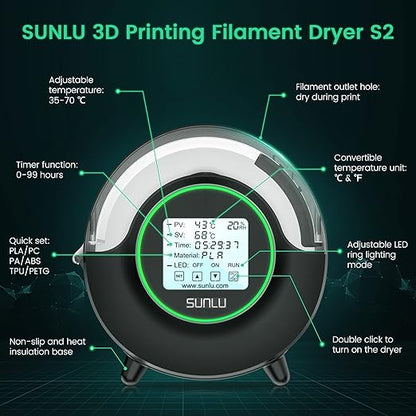 SUNLU Official Filament Dryer S2, 70℃ Max Temperature, Built-in Circulation Fan - Image 5