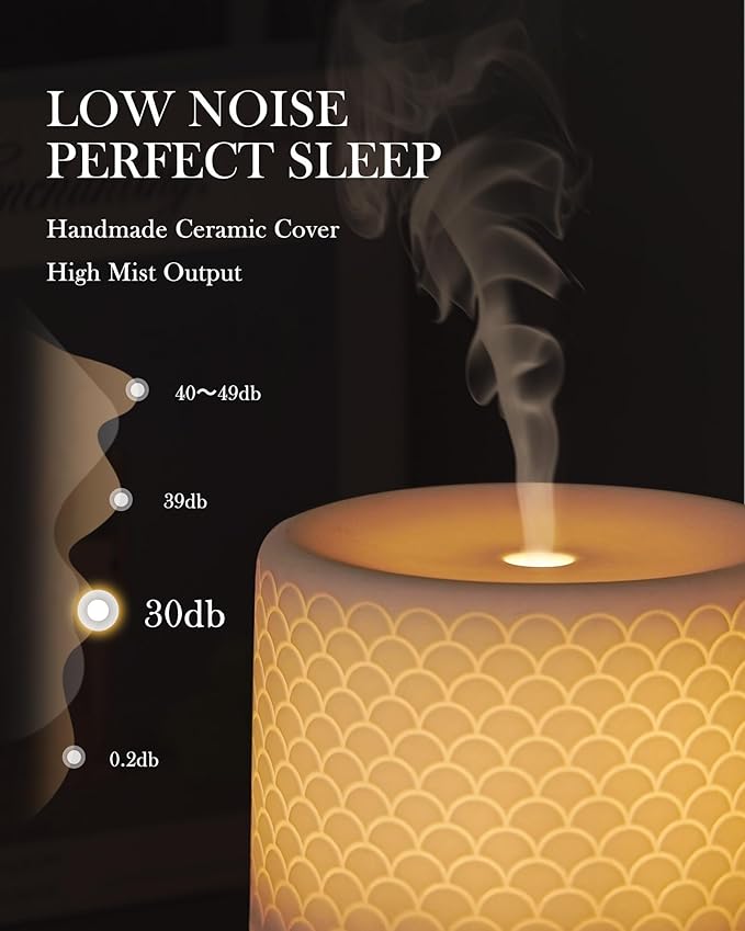 Essential Oil Diffuser, 280ml Ceramic Aromatherapy Diffuser - Image 2