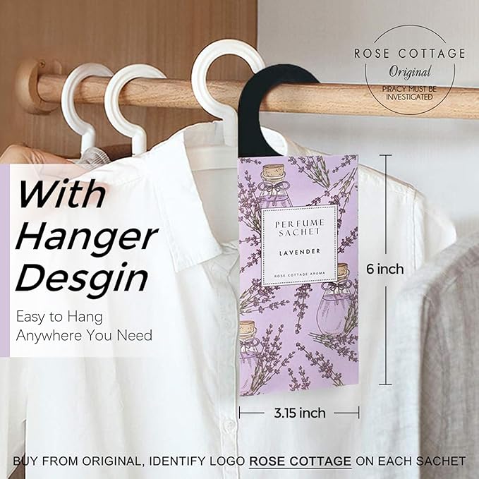 ROSE COTTAGE Large 12 Packs Hanging Closet Deodorizer Air Freshener Scented - Image 2