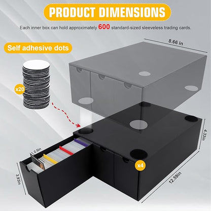 Trading Card Storage Box, Includes 12-600 CT Boxes & 48 Card Dividers, 12000+ - Image 2