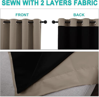 NICETOWN Taupe Full Shade Curtain Panels, Pair of Energy Smart & Noise Blocking - Image 5