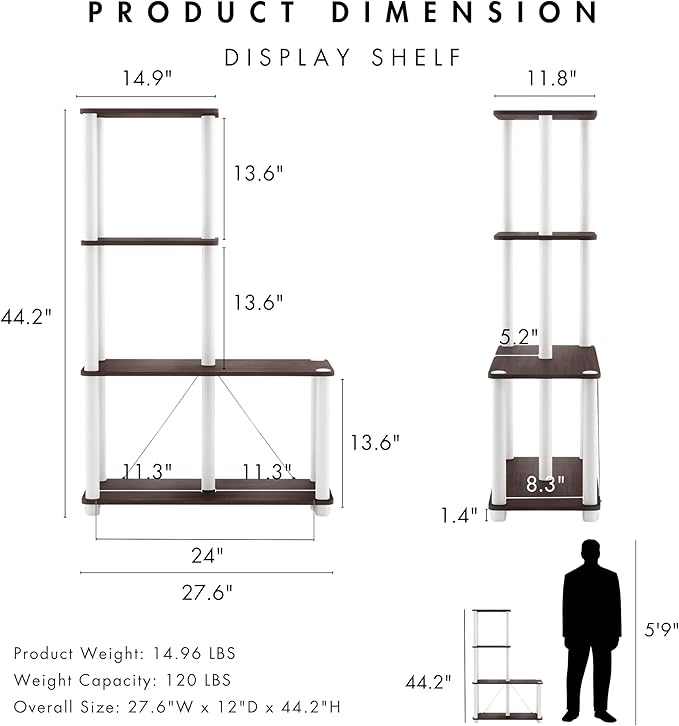 Homes: Inside + Out Apexa Modern 4-Cube Ladder Shelving Units, Collectibles - Image 3