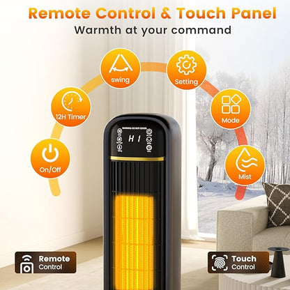 Auertech 35" Space Heater and Fan Combo, 1500W Tower Heater - Image 8