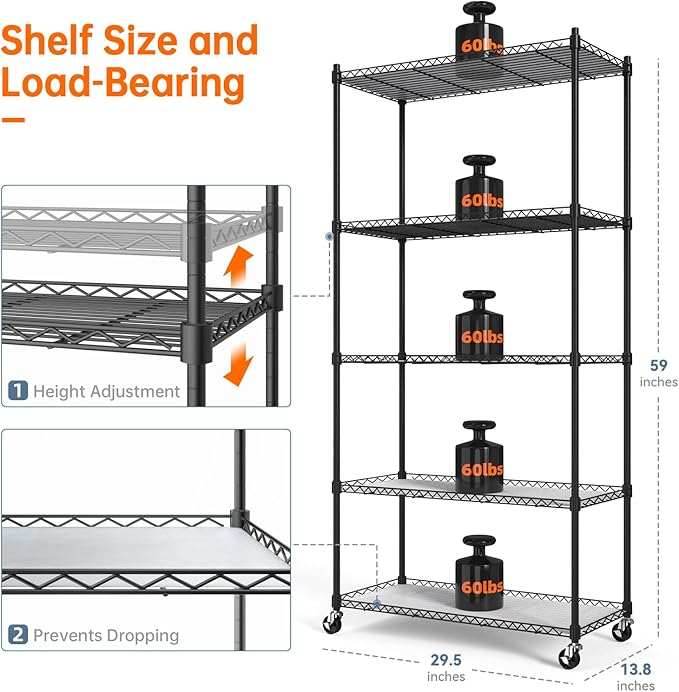 Bstrip Plant Shelf with Grow Light, 5-Tier Plant Stand with T8 24W Grow Light - Image 2