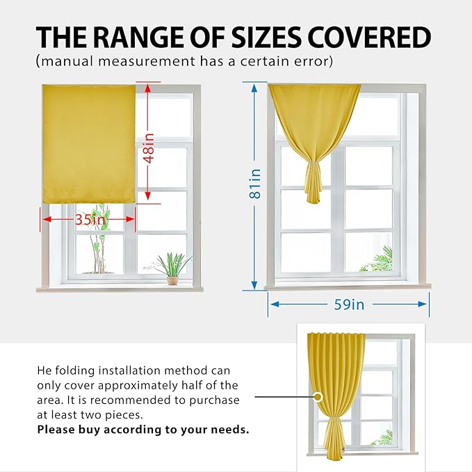 Autohesion Curtains for Windows, Bedroom Blackout Curtains for - Image 2