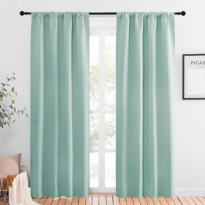 NICETOWN Blackout Curtains for Living Curtains, Aqua Blue, 1 Pair, 34-inch W x by NICETOWN
