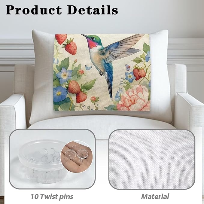 Hummingbird Strawberry Recline Chair Headrest Cover Lightweight Headrest - Image 5