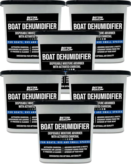 Moisture Absorber 6 Pack with Activated Charcoal Dehumidifier Bucket, Unscented by BetterBoat