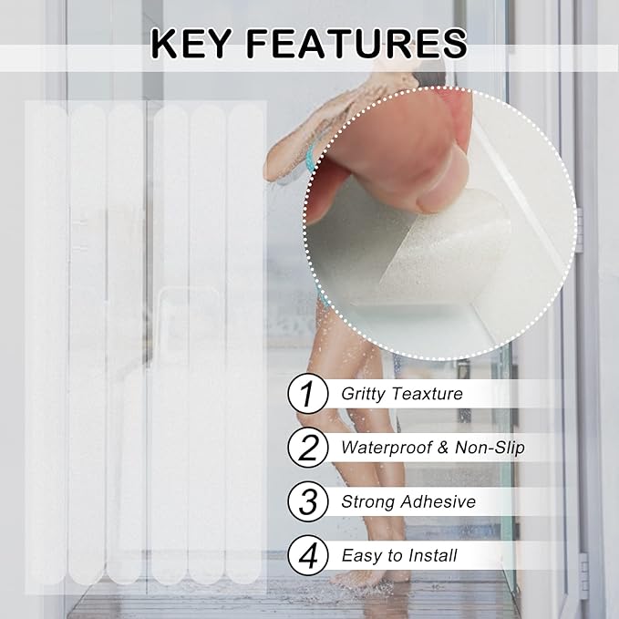 S&X Non-Slip Stickers for Bathtubs & Showers 24-Pack Waterproof Safety Strips - Image 3