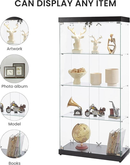 Yoluckea 4 Shelves Glass Display Cabinet - Image 5
