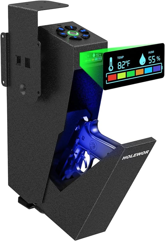 Gun Safe, Biometric Pistol Safe Fingerprint Quick Access Drop Down Handgun Safe by HOLEWOR