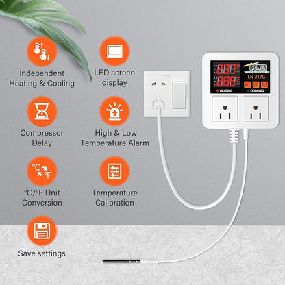 iPower Professional Digital Heating and Cooling Thermostat Controller - Image 3