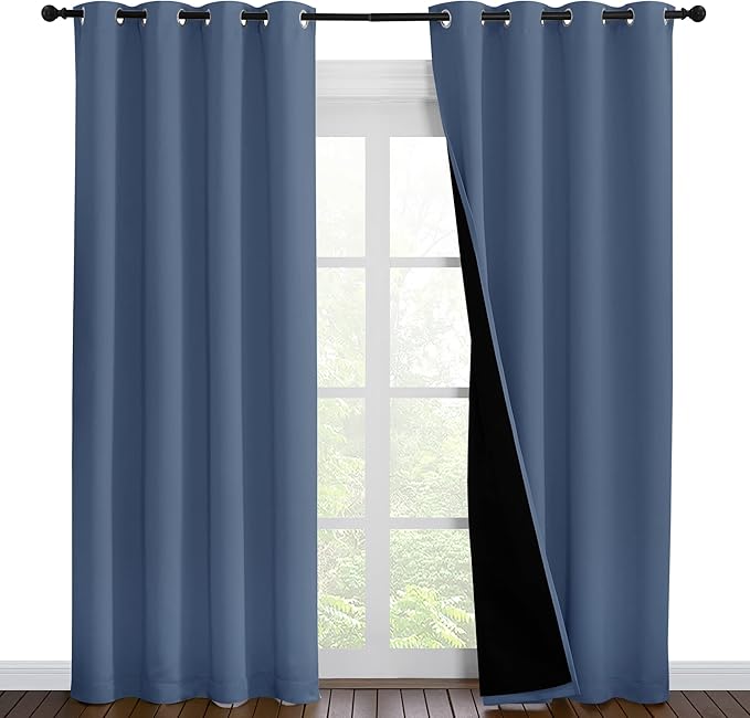NICETOWN 100% Blackout Curtains 86 inches Long, Pair of Energy Smart & Noise by NICETOWN
