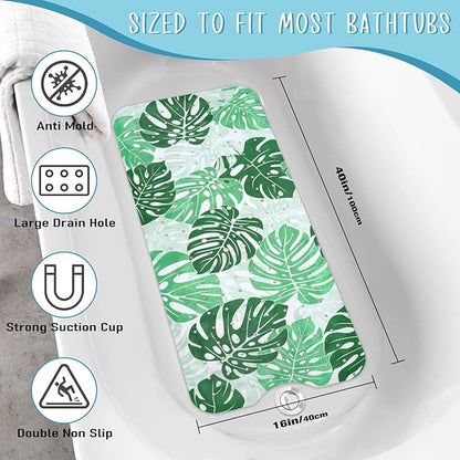 Tropical Leaves Bathtub Mat Non Slip, Boho Bath Tub Mat Baby Bath Mats - Image 2