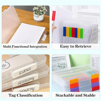 ZILAMGOO 6 Pcs Clear Plastic Document Storage Box, A4 File Box Paper Organizers - Image 9