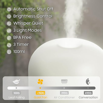 Essential Oil Diffuser Hand Blown Glass, 100ml Small Aromatherapy Diffuser - Image 2