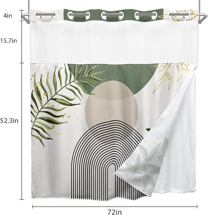 Sage Green Boho No Hooks Shower Curtain - Image 6