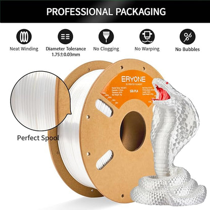 ERYONE Silk PLA Filament for 3D Printer, 1.75mm +/- 0.03mm, Silk White - Image 4