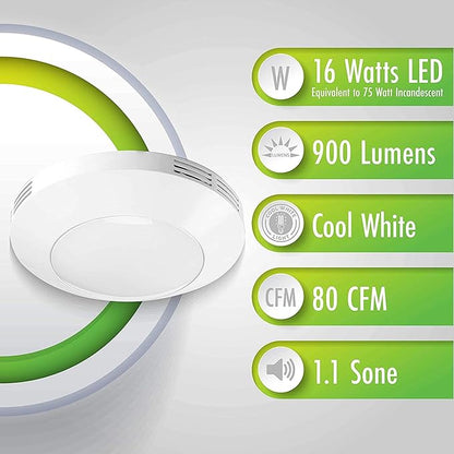 Homewerks 7117-01-WH Bathroom Integrated LED Light Ceiling Mount Exhaust - Image 8