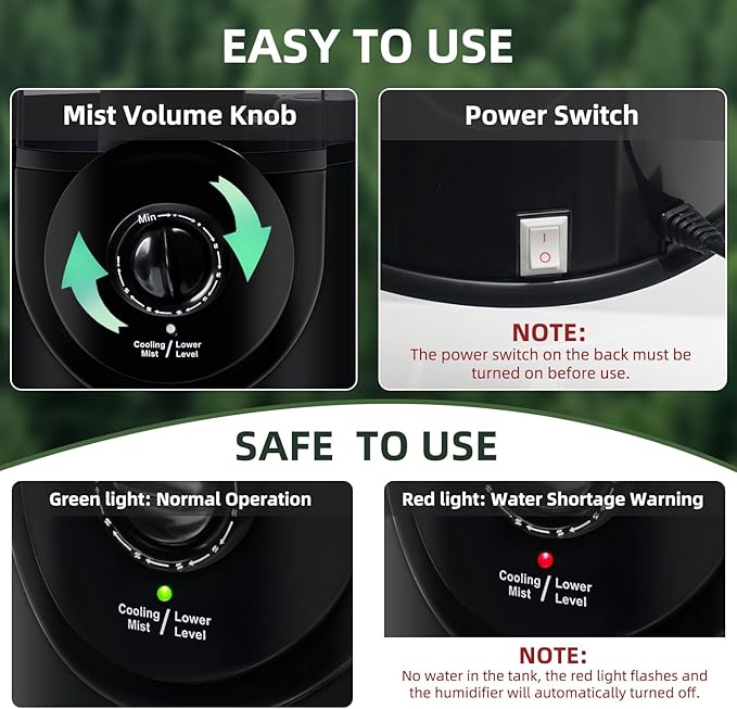 Coospider 3.8L Reptile Fogger Mister, Quiet Reptile Humidifier - Image 3