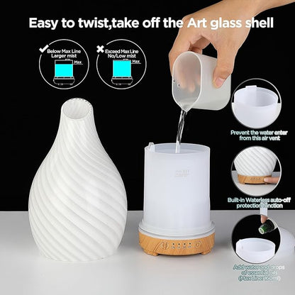 Art Glass Essential Oil Diffuser - 160ml Ultrasonic Cool Mist Scent Aroma - Image 5