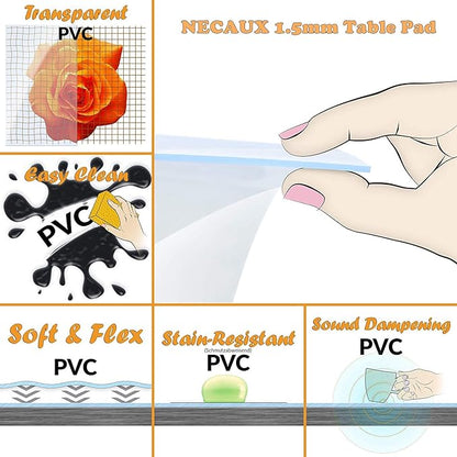 NECAUX Custom Multi-Size 1.5mm Thick Frosted PVC Table Cover Protector - Image 6