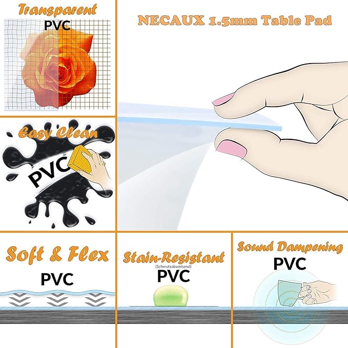 NECAUX Custom 23.6 x 90.6 Inch Clear Table Cover Protector, 1.5mm Thick Water - Image 6