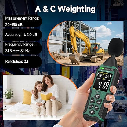 Power Supply Available Decibel Meter, Gedaye Sound Level Meter, A/C Weighted - Image 4