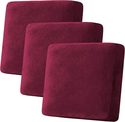 H.VERSAILTEX Velvet Stretch Couch Cushion Cover Plush Cushion Slipcover by HVERSAILTEX
