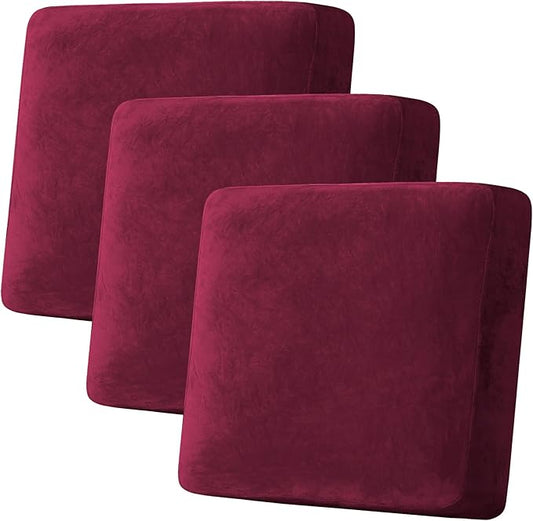 H.VERSAILTEX Velvet Stretch Couch Cushion Cover Plush Cushion Slipcover by HVERSAILTEX