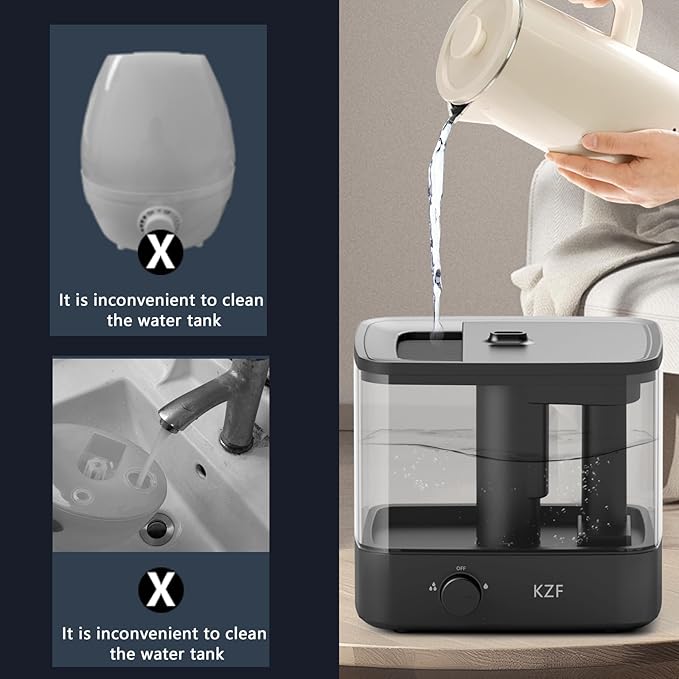 KZF 2.3L Top-Fill Cool Mist Humidifier – Whisper-Quiet, Auto Shut-Off, Baby - Image 5