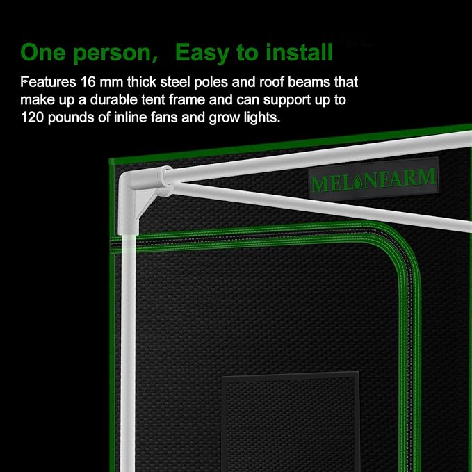 MELONFARM 32"x32"x63'' Grow Tent, High Reflective 600D Diamond Mylar Canvas - Image 6