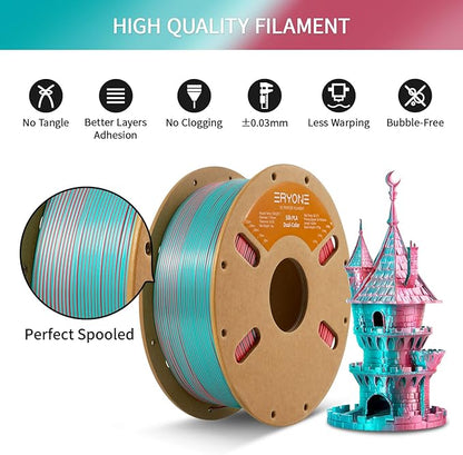 ERYONE Silk Dual Color PLA Filament 3D Printer 1.75mm +/- 0.03mm, Bicolor - Image 5