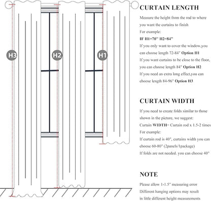 Living Room Green Black Out Curtains 63 Inch Long 2 Panels Set, Thermal - Image 3