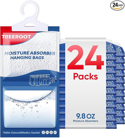 24 Pack Moisture Absorbers for Closet, 9.8OZ Hanging Closet Dehumidifier Bags by Unknown
