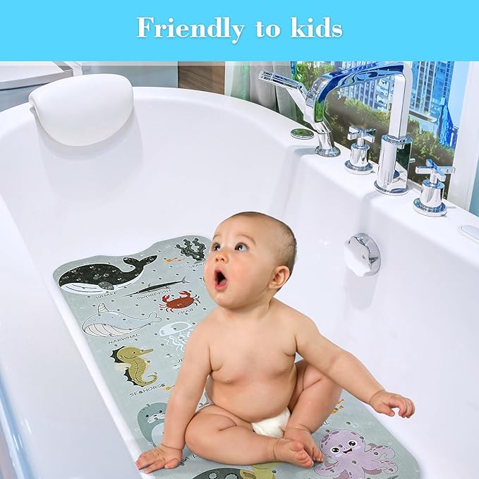 Bath Mat for Tub Non Slip, Machine Washable Anti-Slip Cartoon Baby Bathtub - Image 2