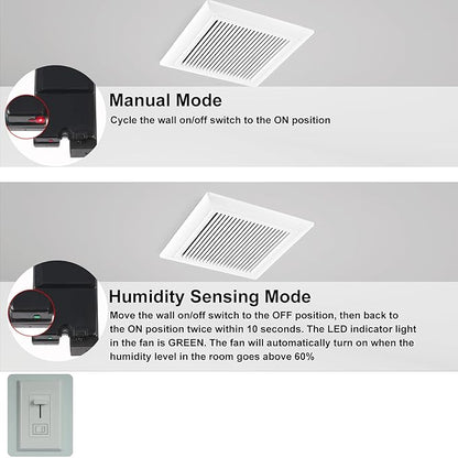 Bathroom Exhaust Fan 110 CFM 1.5 Sone, 4 Inch Duct, Quiet Energy Saving - Image 3