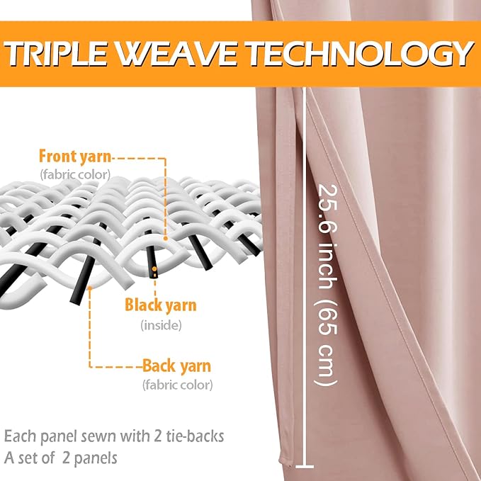 Hiasan Room Darkening Curtains for Bedroom, Energy Saving Window Curtain Panels - Image 3