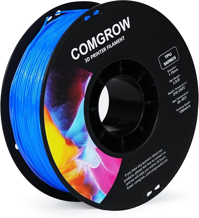 Comgrow TPU Filament 1.75, 3D Printing Filament, Flexible 3D Printer Filament by Comgrow