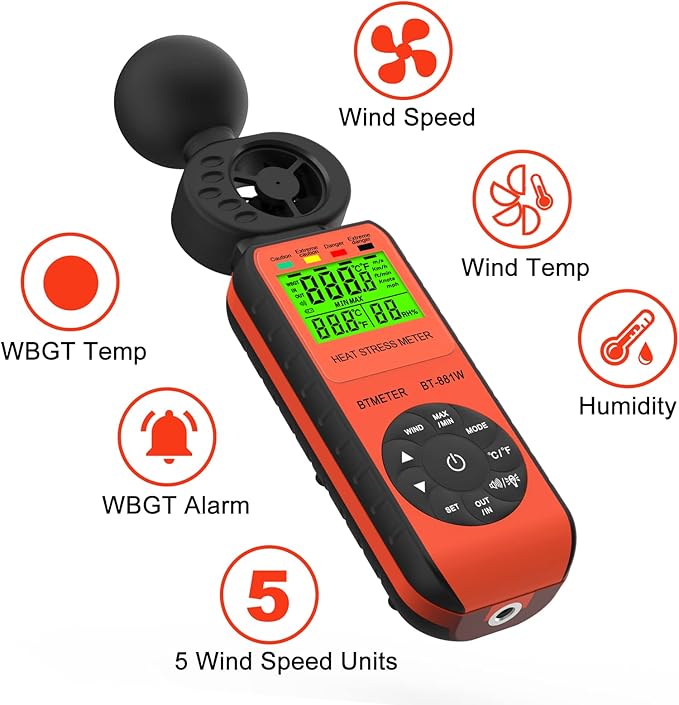 BTMETER Heat Stress Meter Anemometer - Image 2