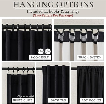 Black Out Curtains 60 Inches Extra Wide Luxury Linen Curtains 96 Inch Length - Image 2