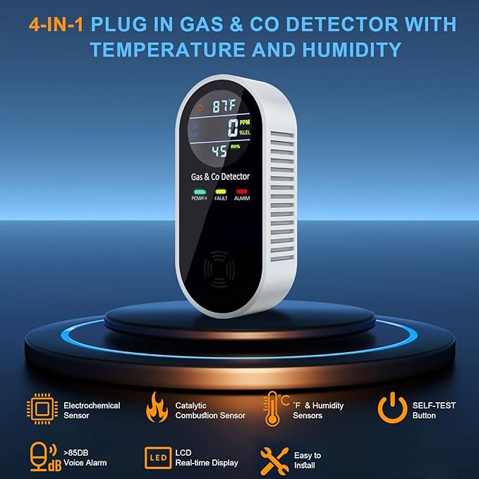 Plug in Carbon Monoxide and Natural Gas Detector, Combination Gas & Carbon - Image 3