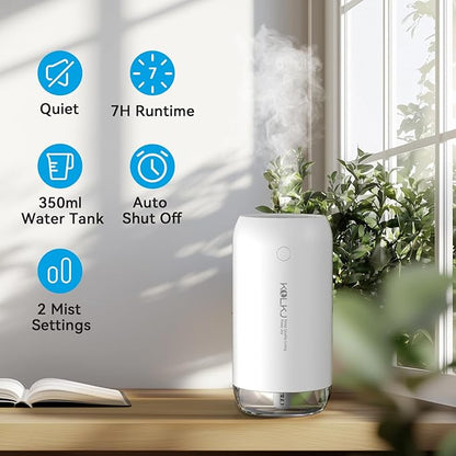 Portable Mini Humidifier, KQLKJ 350ml Small Cool Mist Humidifiers, USB Personal - Image 2