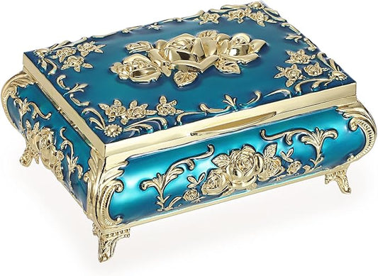 Hipiwe Metal Decorative Jewelry Box Vintage Treasure Chest Case Ornate Trinket by Hipiwe