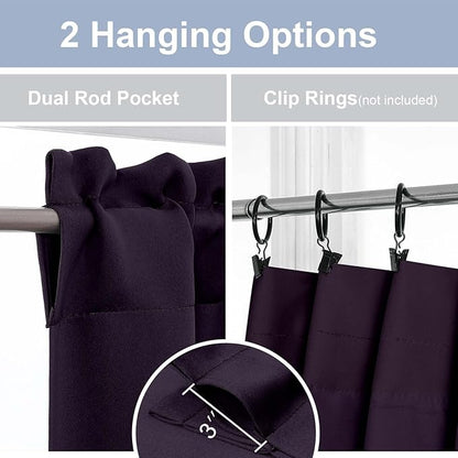 Chyhomenyc Short Dark Purple Curtains 24 Inch Length, Small Kitchen Curtain Rod - Image 5