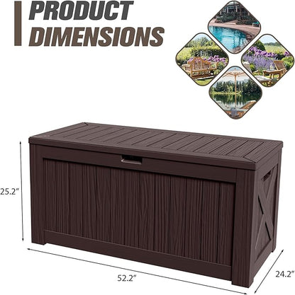 JUMMICO 120 Gallon Resin Deck Box, Large Outdoor Storage Box Waterproof & - Image 7