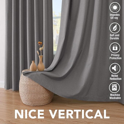 H.VERSAILTEX Linen Blackout Curtains 45 Inches Long 100% Absolutely Blackout - Image 7